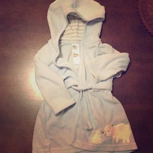 Infant boys hooded polar bear robe